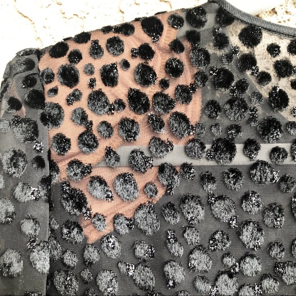 VINTAGE 80s 90s Black Velvet Sheer Leopard Dress - Picture 5 of 5